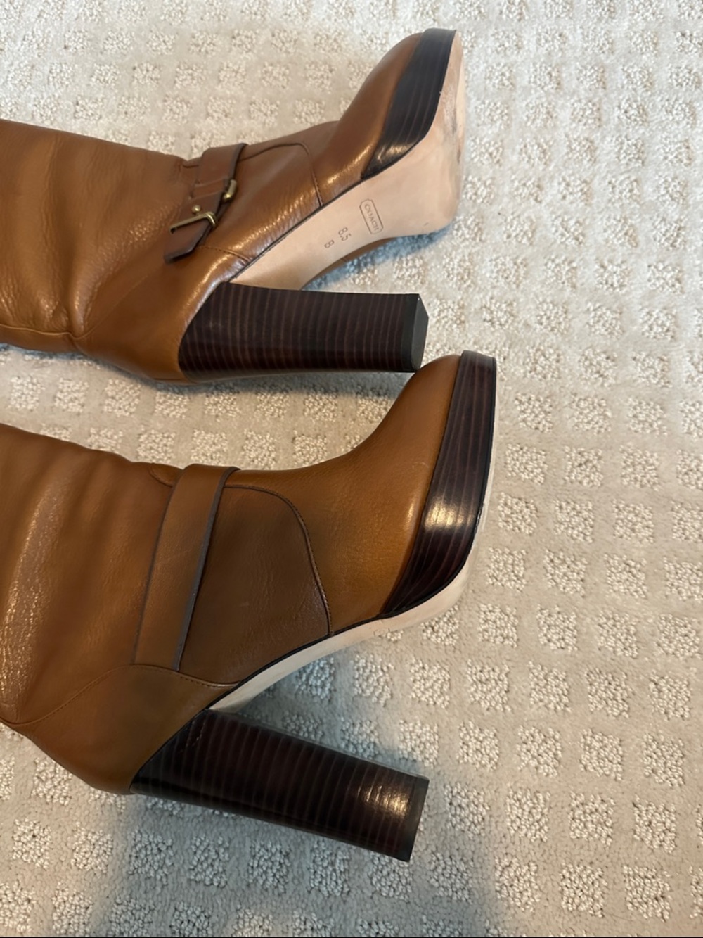 Coach Tall Cognac Leather Over-the-Knee Boots - Picture 4 of 6
